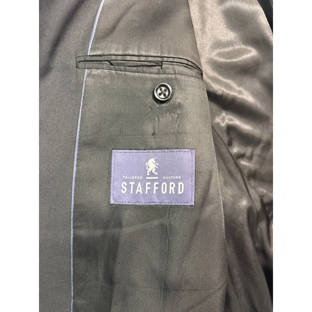 Stafford 50L 44x32 Black 3pc Pant Suit Wool All Season Flat Front Classic Fit
